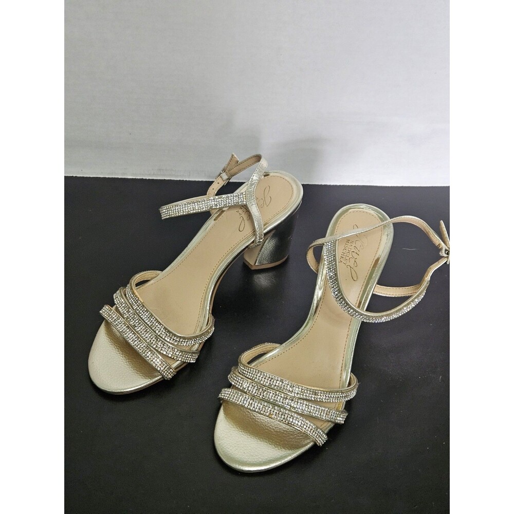 Sz 7.5 - Jewel Badgley Mishcka Sandals Gold Jewels